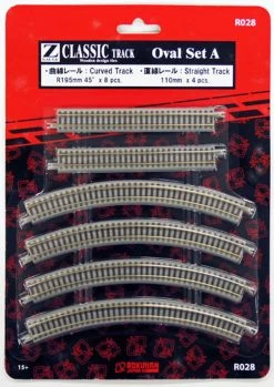 Rokuhan R028 Oval Set A R195mm 45 Curved & 110mm Straight Track (Z Scale)