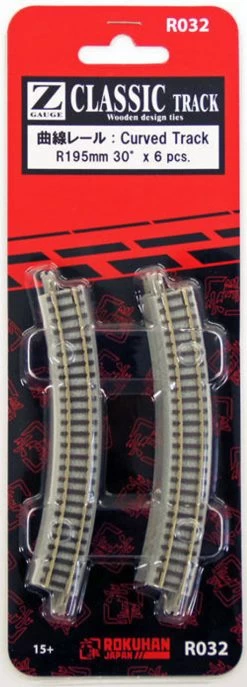 Rokuhan R032 R195mm 30 Curved Track (6 Pcs.) (Z Scale)