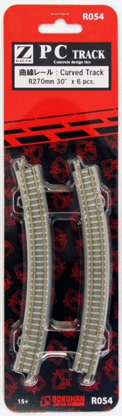 Rokuhan R054 R270mm 30 Curved Track (6 Pcs.) (Z Scale)