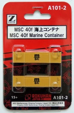 Rokuhan A101-2 40f Marine Container MSC (2 Pcs.) (Z Scale)