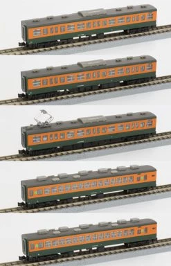 Rokuhan T001-2 JNR Series 113 Suburban Train Shonan Color 5 Cars Add-on Set (Z Scale)