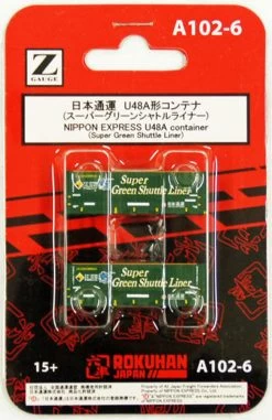 Rokuhan A102-6 U48A Container Nippon Express (Super Green Shuttle Liner) (2 Pcs.) (Z Scale)