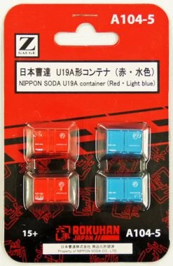 Rokuhan A104-5 U19A Container Nippon Soda (Red/ Light Blue) (4 Pcs.) (Z Scale)