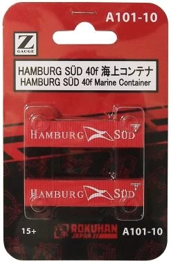 Rokuhan A101-10 40f Marine Container HAMBURG SUD (2 Pcs.) (Z Scale)
