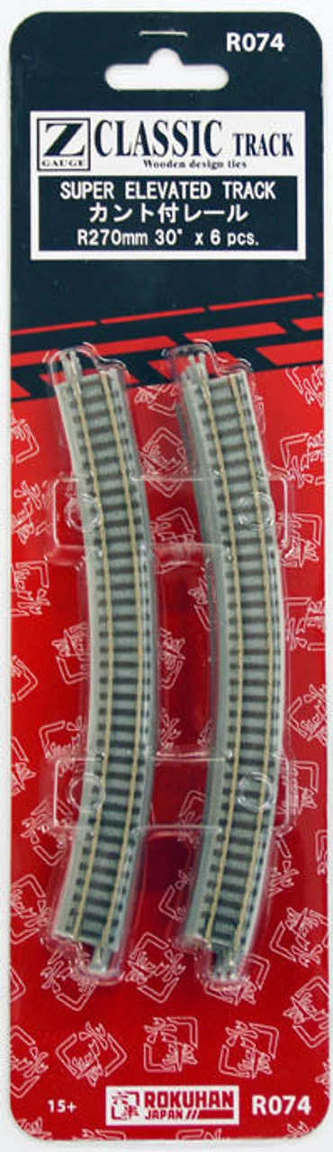 Rokuhan R074 R270mm 30 Curved Super Elevated Track (6 Pcs.) (Z Scale) 3 Rokuhan R074 R270mm 30 Curved Super Elevated Track (6 Pcs.) (Z Scale)