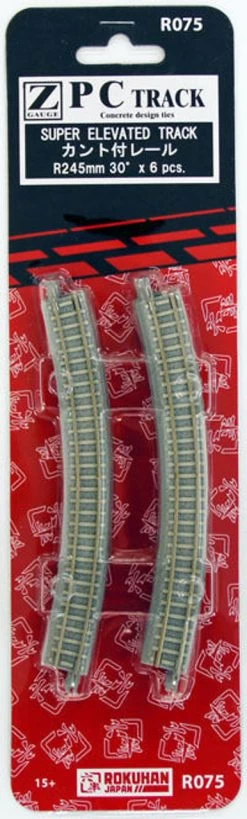 Rokuhan R075 R245mm 30 Curved Super Elevated Track (6 Pcs.) (Z Scale)