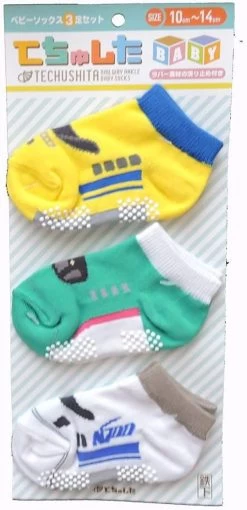 Railway Socks For Baby (Techushita) N700/Doctor Yellow/Series E5 (Size 10-14cm) 3 Pcs Set