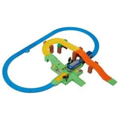 Takara Tomy Pla-Rail Let's Play With Tomica Railway Crossing & Freight Train Set