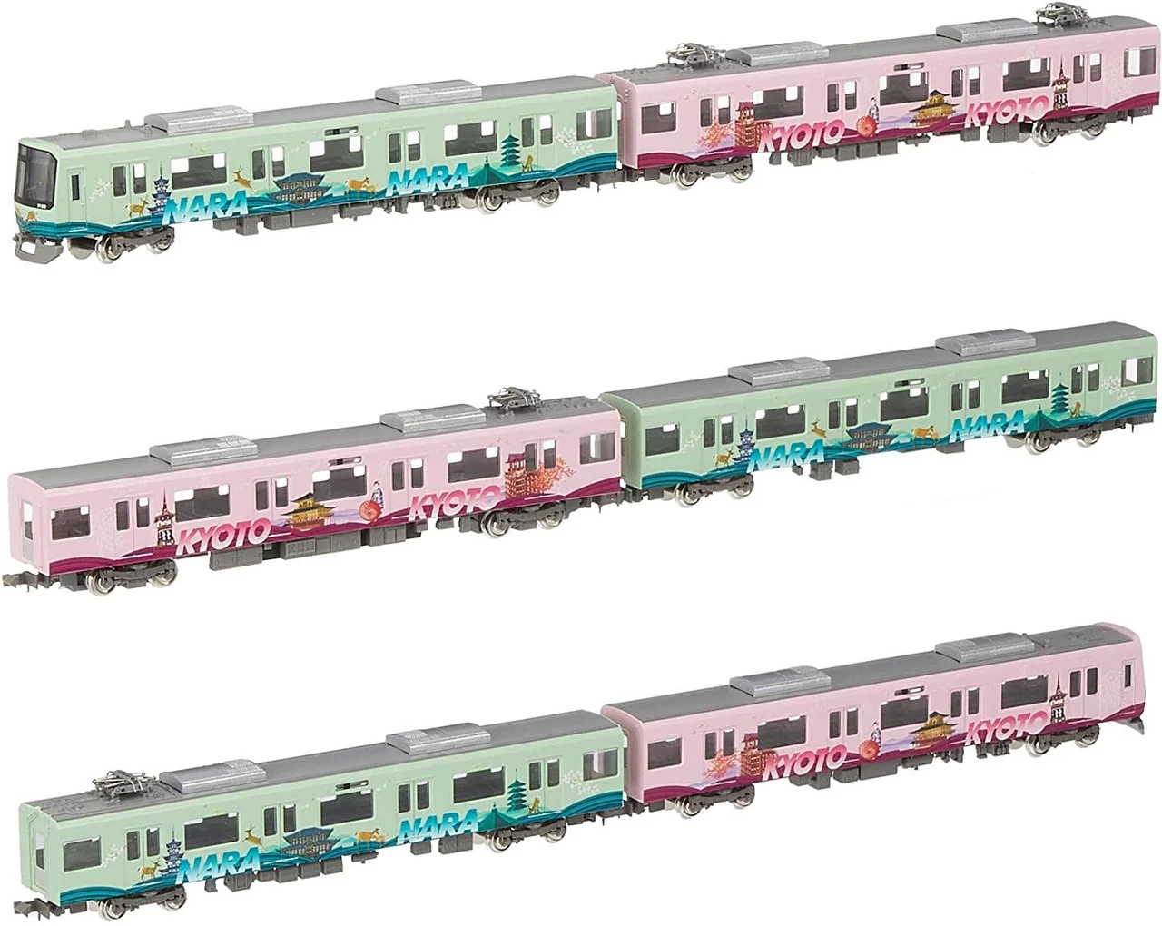 Greenmax 50620 Kintetsu Series 3220 (KYOTO-NARA Wrapping) 6 Cars Set II (N Scale)