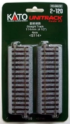 Kato 2-120 114mm (4 1/2') Straight Track S114 (4 Pcs.) (HO Scale)