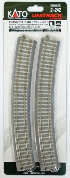 Kato 2-242 Concrete Tie Easement 730mm 22.5 Curve Track R730PCAL/AR (HO Scale)