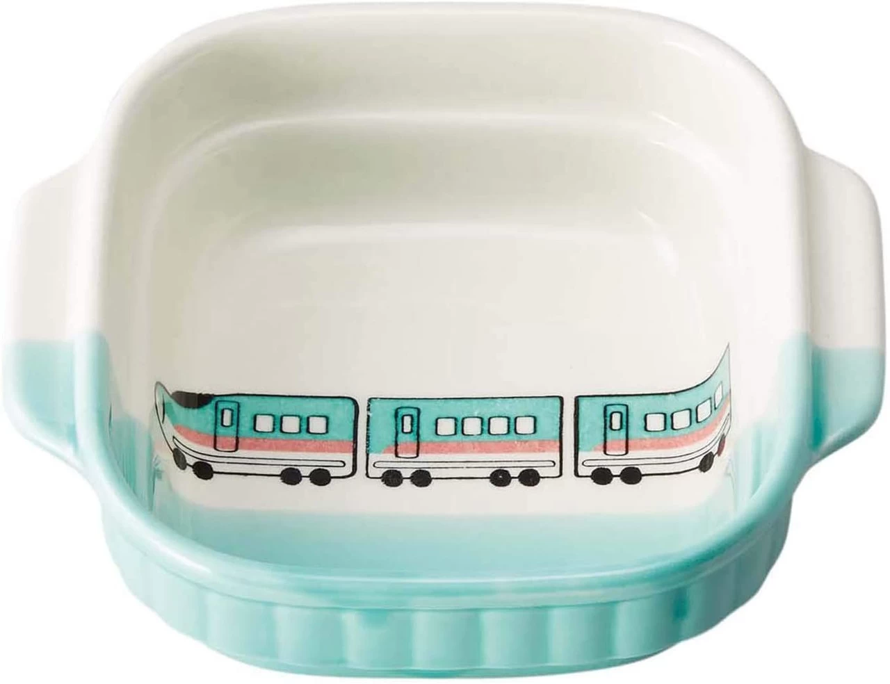 Banko Ware (Banko-yaki) Square Dish For Kids Bullet Train Emerald 3 Banko Ware (Banko-yaki) Square Dish For Kids Bullet Train Emerald